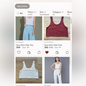 ISO Size Small/Medium EDIE TANK from Ilana Kohn in ANY COLOR!